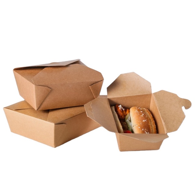  Biodegradable Disposable Cornstarch Lunch Box Eco Friendly Disposable Kraft Paper Lunch Box Fast